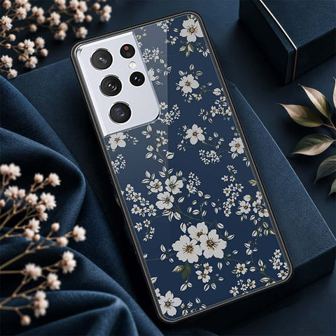 Samsung Galaxy S21 Ultra 5G Cover - ONation Botanical Bloom Series - HQ Ultra Shine Premium Infinity Glass Soft Silicon Borders Case