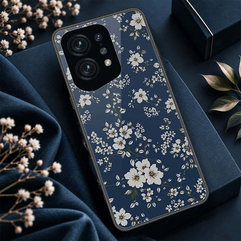 Oppo Find X5 Cover - ONation Botanical Bloom Series - HQ Ultra Shine Premium Infinity Glass Soft Silicon Borders Case