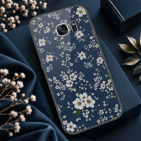 Samsung Galaxy S7 Cover - ONation Botanical Bloom Series - HQ Ultra Shine Premium Infinity Glass Soft Silicon Borders Case