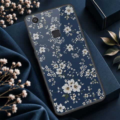 Vivo V7 Cover - ONation Botanical Bloom Series - HQ Ultra Shine Premium Infinity Glass Soft Silicon Borders Case