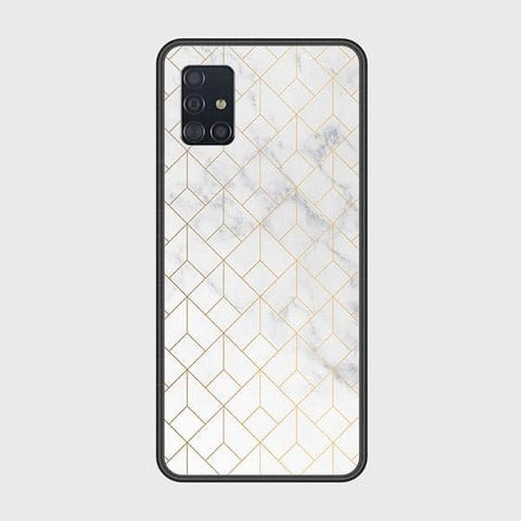 Samsung Galaxy A51 Cover - White Marble Series 2 - HQ Ultra Shine Premium Infinity Glass Soft Silicon Borders Case (Fast Delivery)