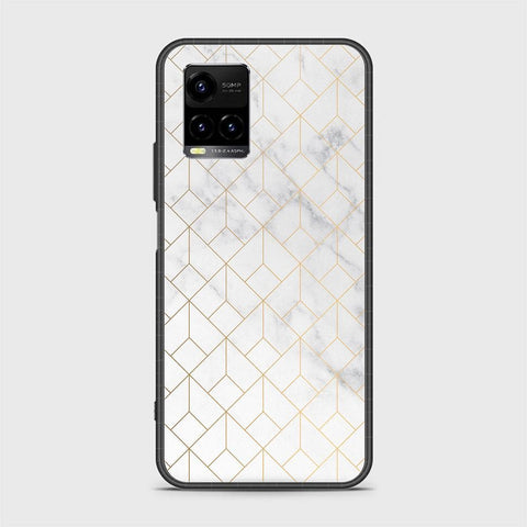 Vivo Y33s Cover - White Marble Series 2 - HQ Ultra Shine Premium Infinity Glass Soft Silicon Borders Case (Fast Delivery)