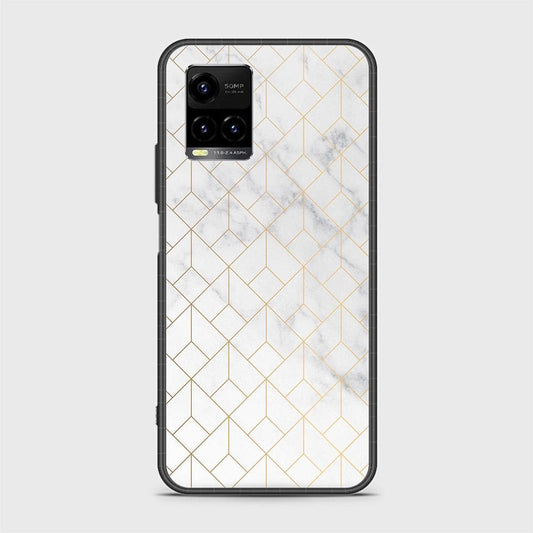 Vivo Y21a Cover - White Marble Series 2 - HQ Ultra Shine Premium Infinity Glass Soft Silicon Borders Case (Fast Delivery)