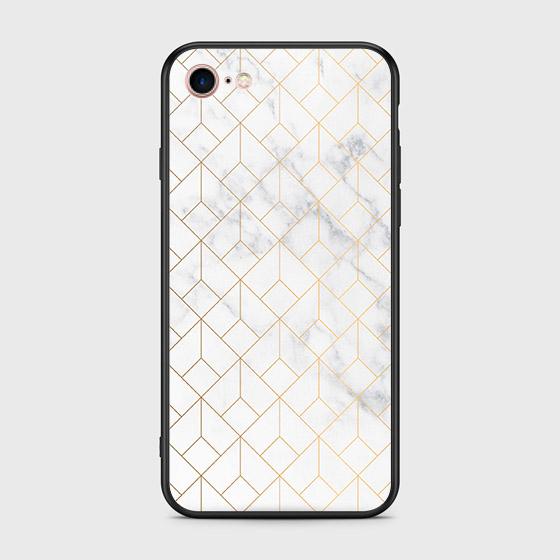 iPhone SE 2020 Cover - White Marble Series 2 - HQ Ultra Shine Premium Infinity Glass Soft Silicon Borders Case (Fast Delivery)