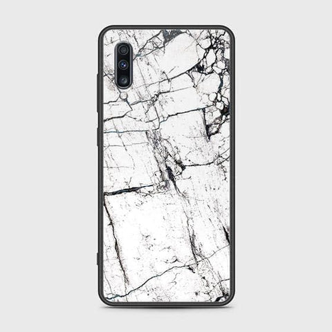 Samsung Galaxy A70s Cover - White Marble Series 2 - HQ Ultra Shine Premium Infinity Glass Soft Silicon Borders Case