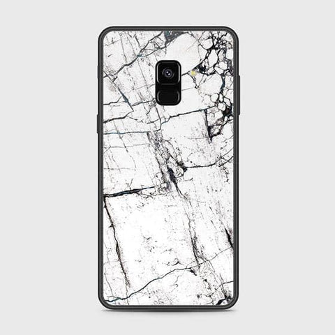 Samsung Galaxy A8 2018 Cover - White Marble Series 2 - HQ Ultra Shine Premium Infinity Glass Soft Silicon Borders Case (Fast Delivery)