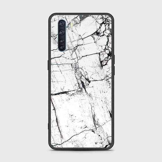 Oppo F15 Cover - White Marble Series 2 - HQ Ultra Shine Premium Infinity Glass Soft Silicon Borders Case (Fast Delivery)