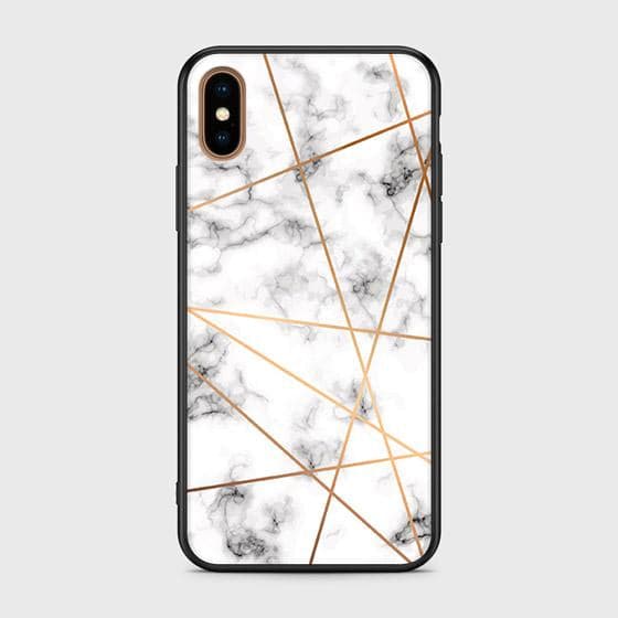 iPhone XS Max Cover - White Marble Series 2 - D38 - HQ Ultra Shine Premium Infinity Glass Soft Silicon Borders Case
