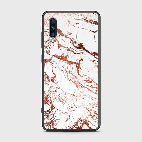 Samsung Galaxy A70s Cover - White Marble Series 2 - HQ Ultra Shine Premium Infinity Glass Soft Silicon Borders Case