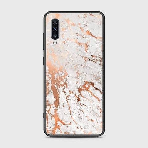 Samsung Galaxy A70s Cover - White Marble Series 2 - HQ Ultra Shine Premium Infinity Glass Soft Silicon Borders Case