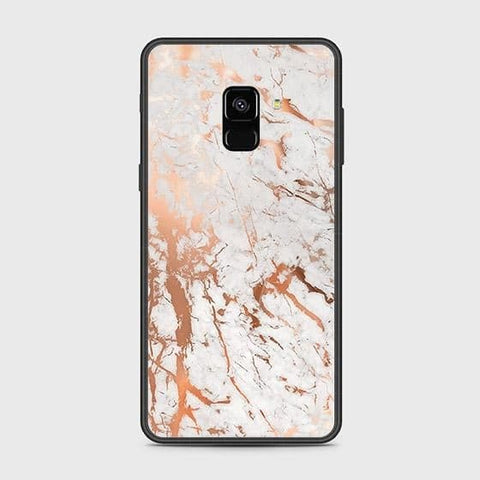 Samsung Galaxy A8 2018 Cover - White Marble Series 2 - HQ Ultra Shine Premium Infinity Glass Soft Silicon Borders Case (Fast Delivery)