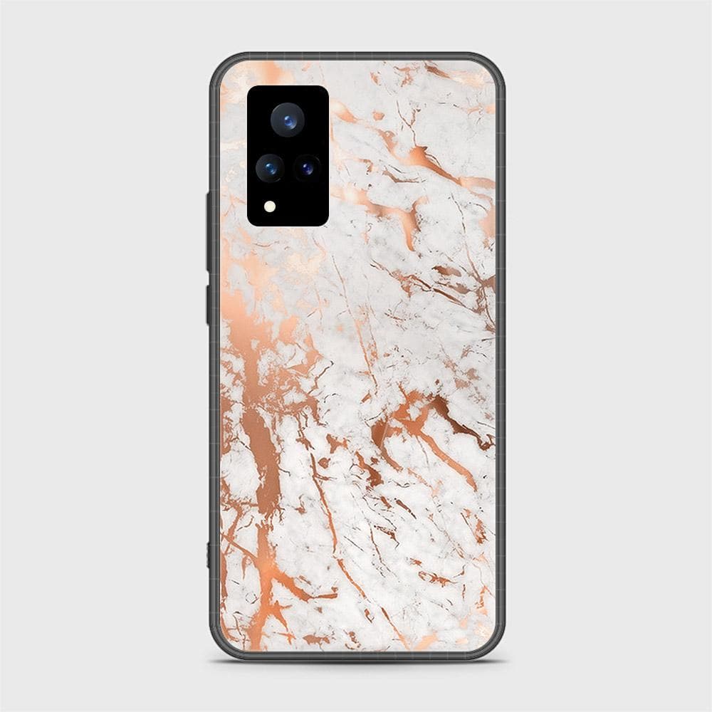 Vivo V21s Cover - White Marble Series 2 - D44 - HQ Ultra Shine Premium Infinity Glass Soft Silicon Borders Case ( Fast Delivery )