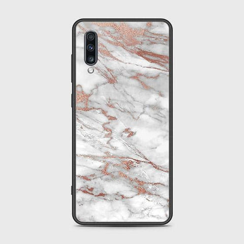 Samsung Galaxy A70s Cover - White Marble Series 2 - HQ Ultra Shine Premium Infinity Glass Soft Silicon Borders Case