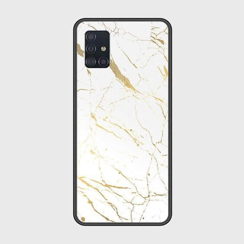 Samsung Galaxy A51 Cover - White Marble Series 2 - HQ Ultra Shine Premium Infinity Glass Soft Silicon Borders Case (Fast Delivery)