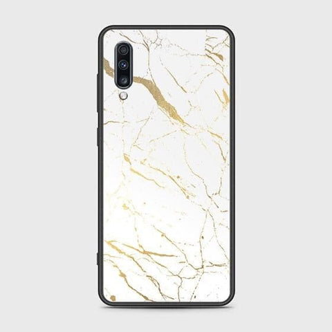 Samsung Galaxy A70s Cover - White Marble Series 2 - HQ Ultra Shine Premium Infinity Glass Soft Silicon Borders Case