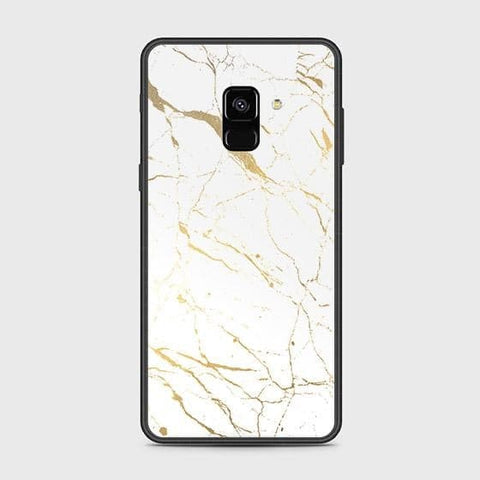 Samsung Galaxy A8 2018 Cover - White Marble Series 2 - HQ Ultra Shine Premium Infinity Glass Soft Silicon Borders Case (Fast Delivery)