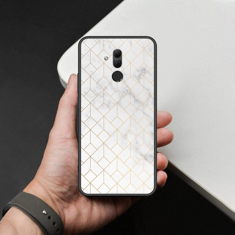 Huawei Mate 20 Lite Cover - White Marble Series 2 - HQ Ultra Shine Premium Infinity Glass Soft Silicon Borders Case