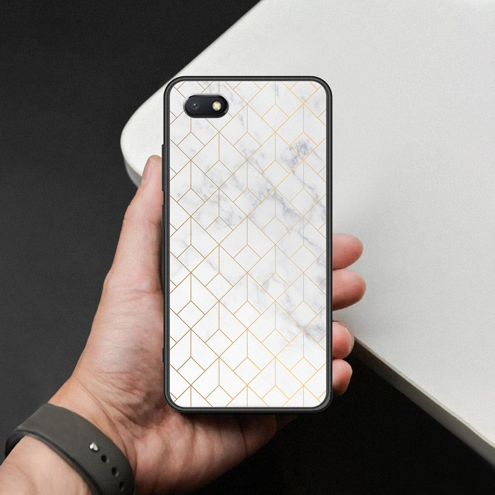 Honor 7S Cover - White Marble Series 2 - HQ Ultra Shine Premium Infinity Glass Soft Silicon Borders Case