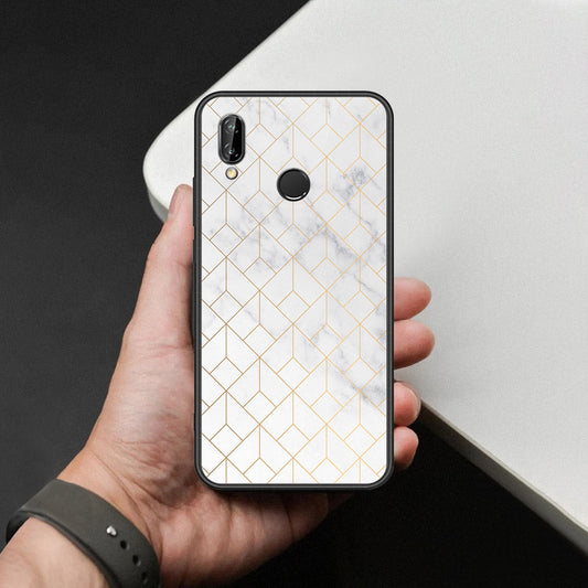 Huawei P20 Lite Cover - White Marble Series 2 - HQ Ultra Shine Premium Infinity Glass Soft Silicon Borders Case