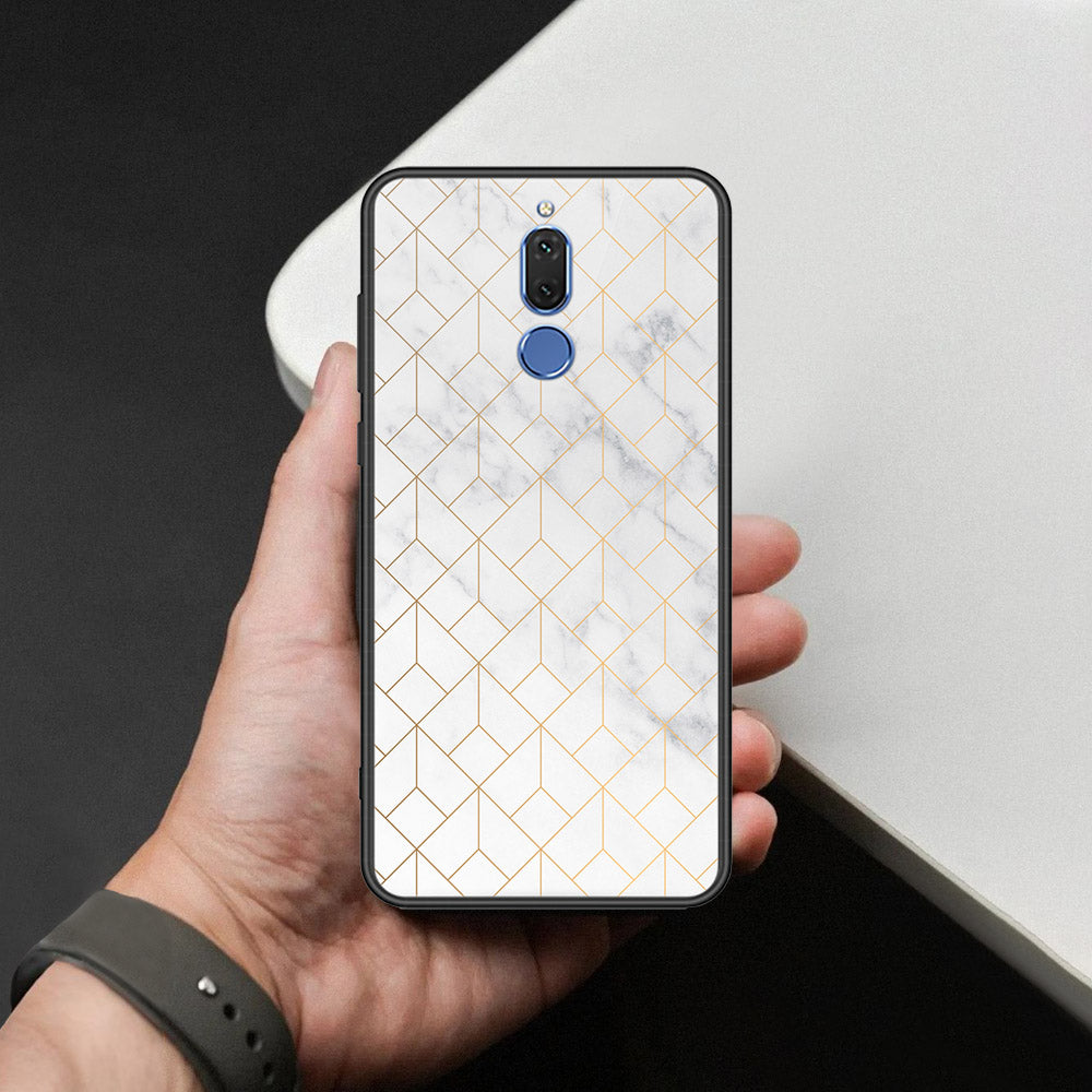 Huawei Mate 10 Lite Cover - White Marble Series 2 - HQ Ultra Shine Premium Infinity Glass Soft Silicon Borders Case