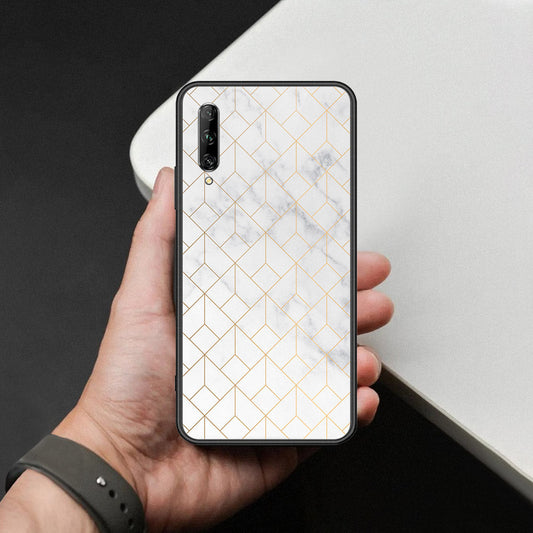 Huawei Y9s Cover - White Marble Series 2 - HQ Ultra Shine Premium Infinity Glass Soft Silicon Borders Case