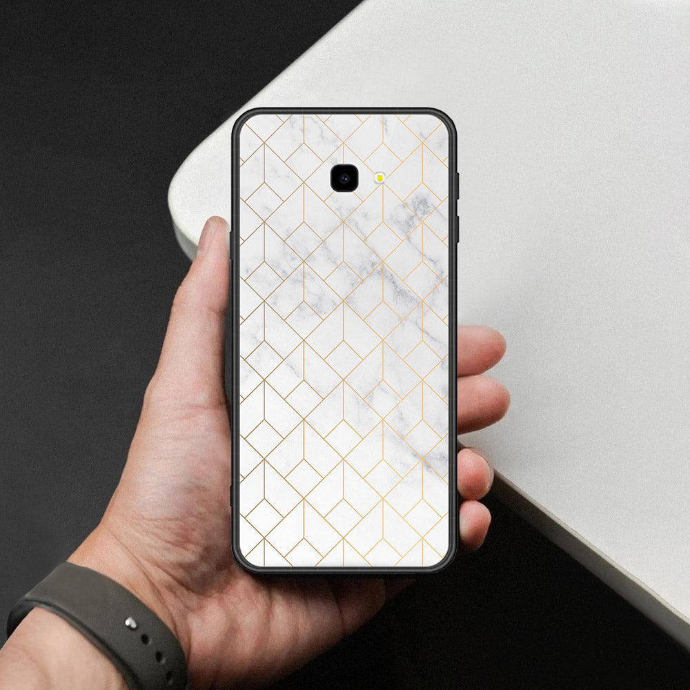 Samsung Galaxy J4 Plus Cover - White Marble Series 2 - HQ Ultra Shine Premium Infinity Glass Soft Silicon Borders Case