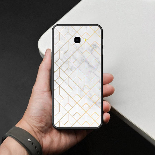 Samsung Galaxy J4 Plus Cover - White Marble Series 2 - HQ Ultra Shine Premium Infinity Glass Soft Silicon Borders Case