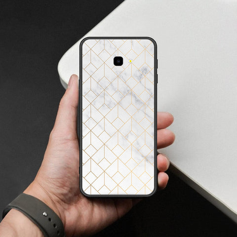 Samsung Galaxy J4 Plus Cover - White Marble Series 2 - HQ Ultra Shine Premium Infinity Glass Soft Silicon Borders Case