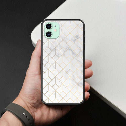 iPhone 11 - White Marble Series 2 - HQ Ultra Shine Premium Infinity Glass Soft Silicon Borders Case