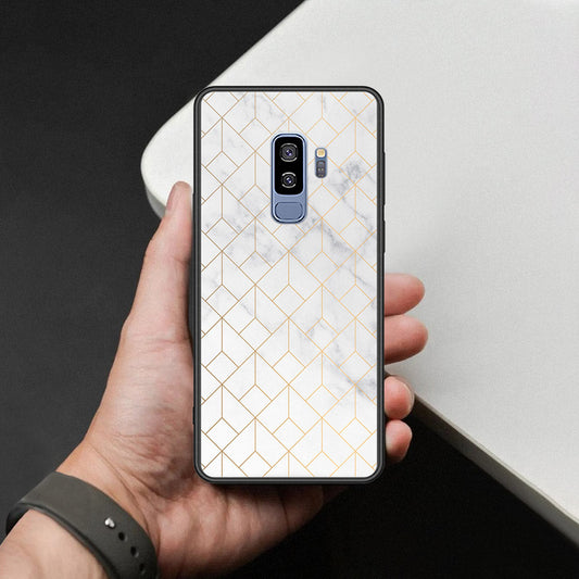Samsung Galaxy S9 Plus Cover - White Marble Series 2 - HQ Ultra Shine Premium Infinity Glass Soft Silicon Borders Case