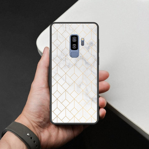 Samsung Galaxy S9 Plus Cover - White Marble Series 2 - HQ Ultra Shine Premium Infinity Glass Soft Silicon Borders Case