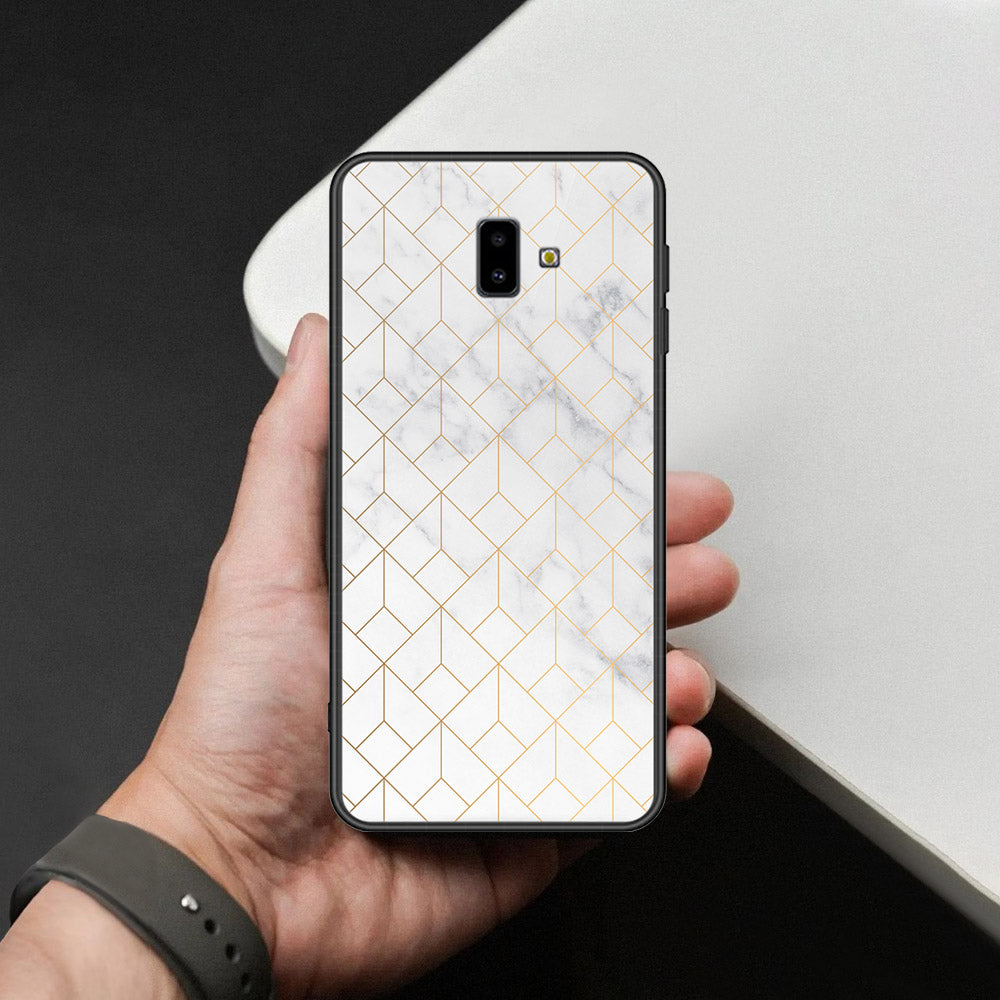 Samsung Galaxy J6 Plus 2018 Cover - White Marble Series 2 - HQ Ultra Shine Premium Infinity Glass Soft Silicon Borders Case