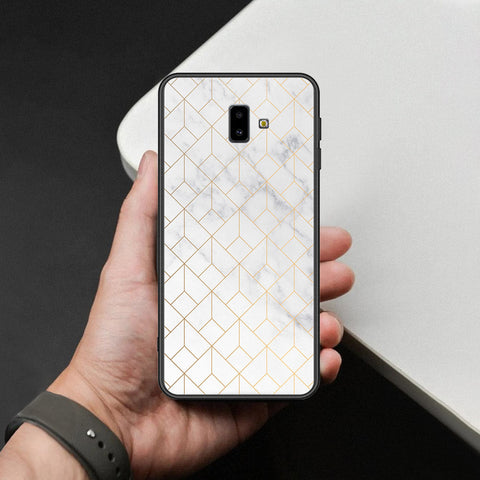 Samsung Galaxy J6 Plus 2018 Cover - White Marble Series 2 - HQ Ultra Shine Premium Infinity Glass Soft Silicon Borders Case