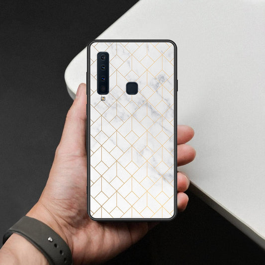 Samsung Galaxy A9 2018 Cover - White Marble Series 2 - HQ Ultra Shine Premium Infinity Glass Soft Silicon Borders Case