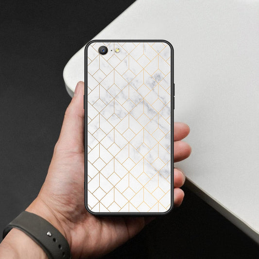 Oppo A39 Cover - White Marble Series 2 - HQ Ultra Shine Premium Infinity Glass Soft Silicon Borders Case