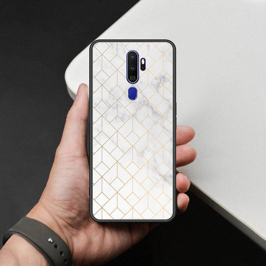 Oppo A9 2020 Cover - White Marble Series 2 - HQ Ultra Shine Premium Infinity Glass Soft Silicon Borders Case