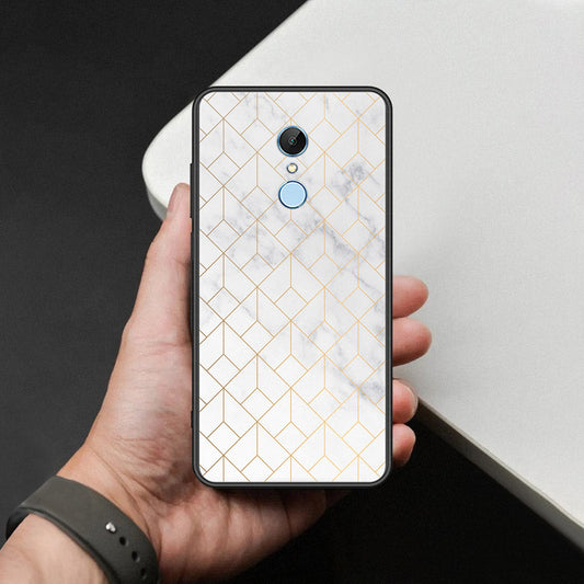 Xiaomi Redmi Note 5 / Redmi 5 Plus Cover - White Marble Series 2 - HQ Ultra Shine Premium Infinity Glass Soft Silicon Borders Case