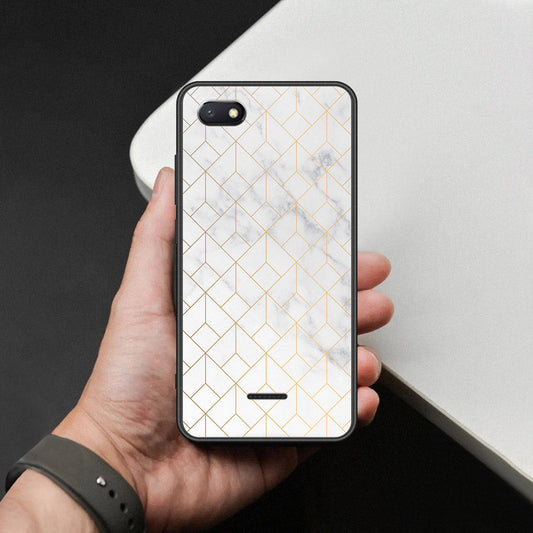 Xiaomi Redmi 6A Cover - White Marble Series 2 - HQ Ultra Shine Premium Infinity Glass Soft Silicon Borders Case