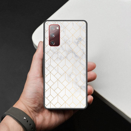 Samsung Galaxy S20 FE Cover - White Marble Series 2 - HQ Ultra Shine Premium Infinity Glass Soft Silicon Borders Case