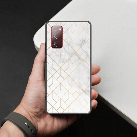 Samsung Galaxy S20 FE Cover - White Marble Series 2 - HQ Ultra Shine Premium Infinity Glass Soft Silicon Borders Case