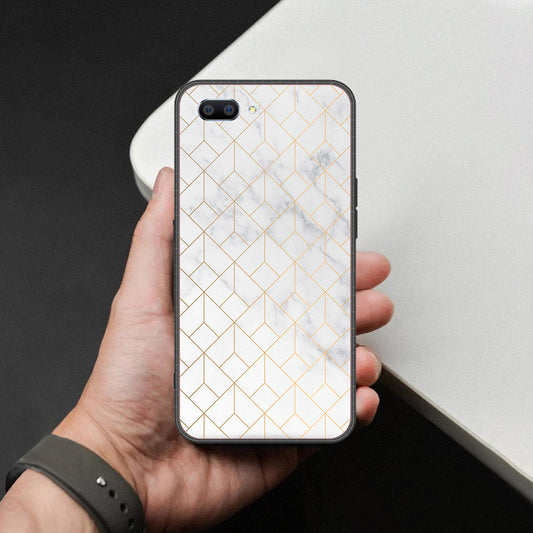 Oppo A3s Cover - White Marble Series 2 - HQ Ultra Shine Premium Infinity Glass Soft Silicon Borders Case