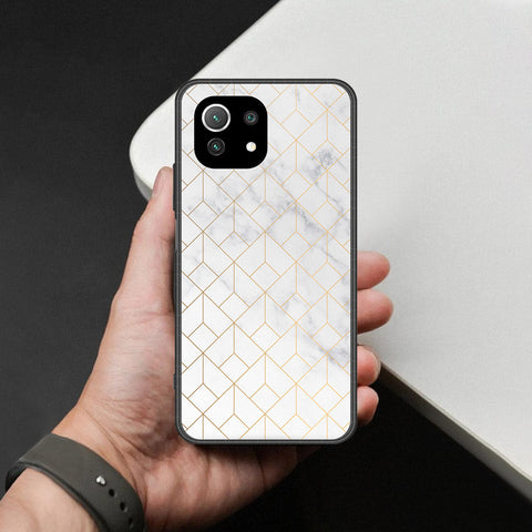 Xiaomi Mi 11 Lite Cover - White Marble Series 2 - HQ Ultra Shine Premium Infinity Glass Soft Silicon Borders Case