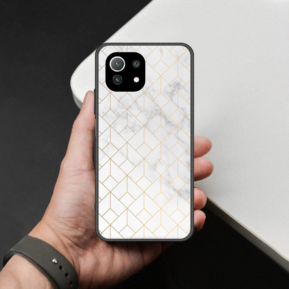 Xiaomi Mi 11 Lite 5G Cover - White Marble Series 2 - HQ Ultra Shine Premium Infinity Glass Soft Silicon Borders Case
