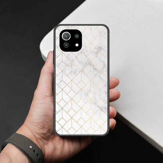 Xiaomi Mi 11 Lite 5G Cover - White Marble Series 2 - HQ Ultra Shine Premium Infinity Glass Soft Silicon Borders Case