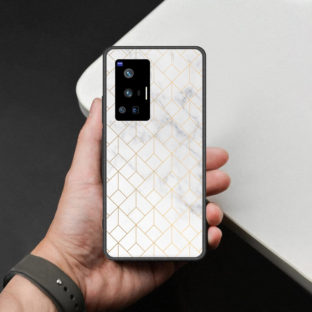Vivo X70 Pro Cover - White Marble Series 2 - HQ Ultra Shine Premium Infinity Glass Soft Silicon Borders Case