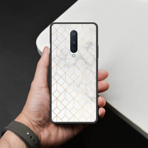 OnePlus 8 Cover - White Marble Series 2 - HQ Ultra Shine Premium Infinity Glass Soft Silicon Borders Case (Fast Delivery)