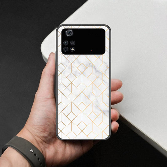 Xiaomi Poco M4 Pro Cover - White Marble Series 2 - HQ Ultra Shine Premium Infinity Glass Soft Silicon Borders Case