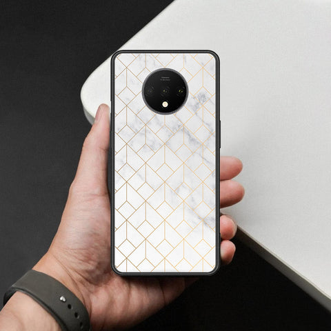 OnePlus 7T Cover - White Marble Series 2 - HQ Ultra Shine Premium Infinity Glass Soft Silicon Borders Case