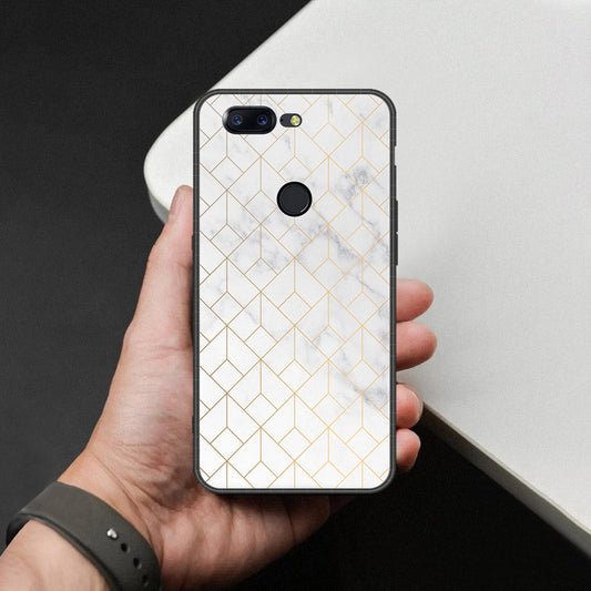 OnePlus 5T Cover - White Marble Series 2 - HQ Ultra Shine Premium Infinity Glass Soft Silicon Borders Case