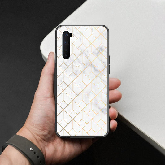 OnePlus Nord Cover - White Marble Series 2 - HQ Ultra Shine Premium Infinity Glass Soft Silicon Borders Case